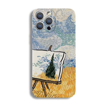 For iPhone 12 Pro Precise Hole Oil Painting Pattern PC Phone Case(Landscape Painting) - iPhone 12 / 12 Pro Cases by PMC Jewellery | Online Shopping South Africa | PMC Jewellery