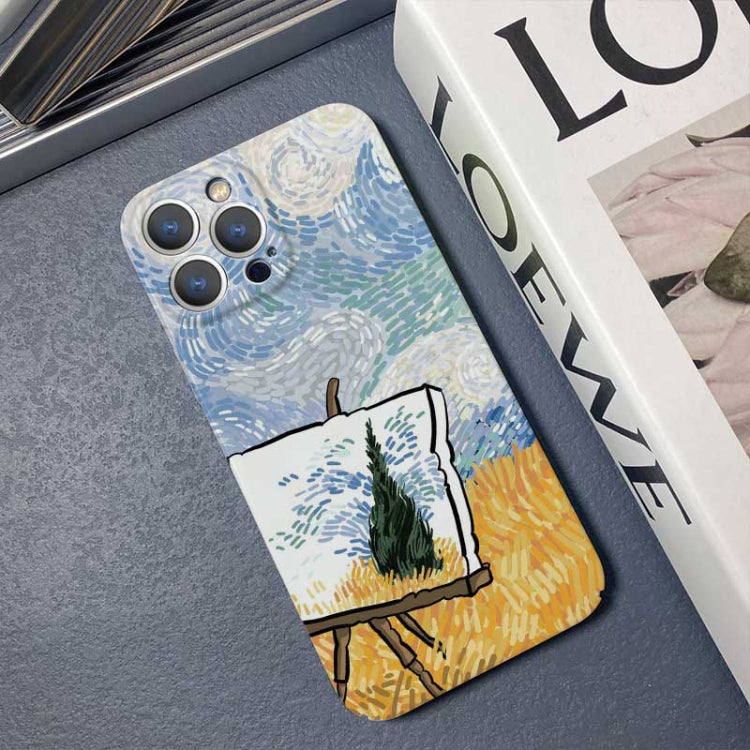 For iPhone 12 Pro Max Precise Hole Oil Painting Pattern PC Phone Case(Landscape Painting) - iPhone 12 Pro Max Cases by PMC TechLife | Online Shopping South Africa | PMC TechLife
