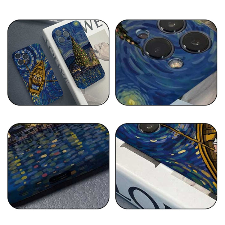 For iPhone 11 Pro Max Precise Hole Oil Painting Pattern PC Phone Case(Boating) - free shipping - PMC TechLife - Order now!
