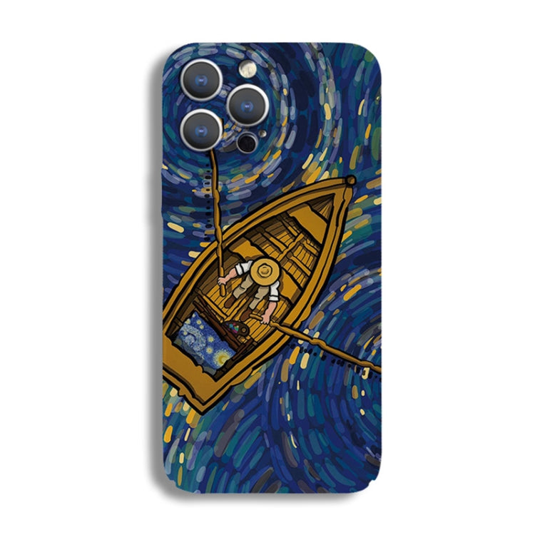For iPhone X / XS Precise Hole Oil Painting Pattern PC Phone Case(Boating) - More iPhone Cases by PMC TechLife | Online Shopping South Africa | PMC TechLife
