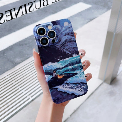 For iPhone 13 mini Precise Hole Oil Painting Pattern PC Phone Case(Sea Wave) - iPhone 13 mini Cases by PMC Jewellery | Online Shopping South Africa | PMC Jewellery