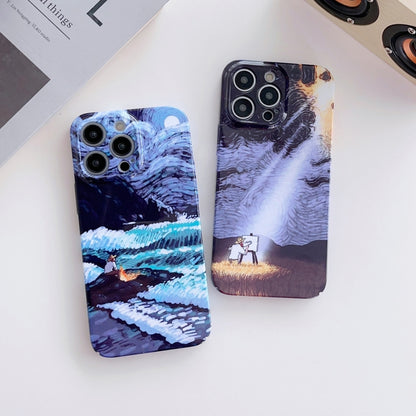 For iPhone 14 Plus Precise Hole Oil Painting Pattern PC Phone Case(Thinker) - iPhone 14 Plus Cases by PMC Jewellery | Online Shopping South Africa | PMC Jewellery