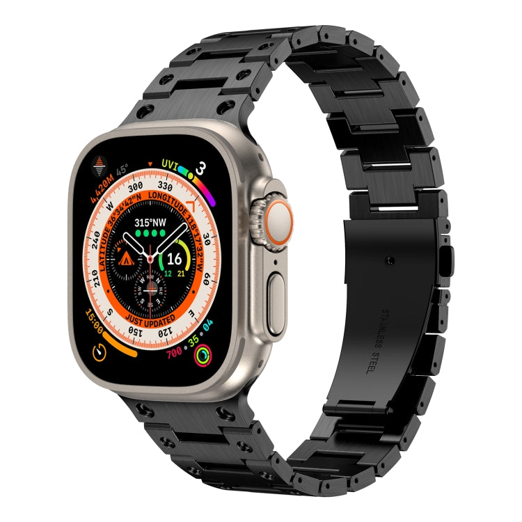Double Rows Metal Watch Band For Apple Watch 8 45mm(Black) - Watch Bands by PMC TechLife | Online Shopping South Africa | PMC TechLife