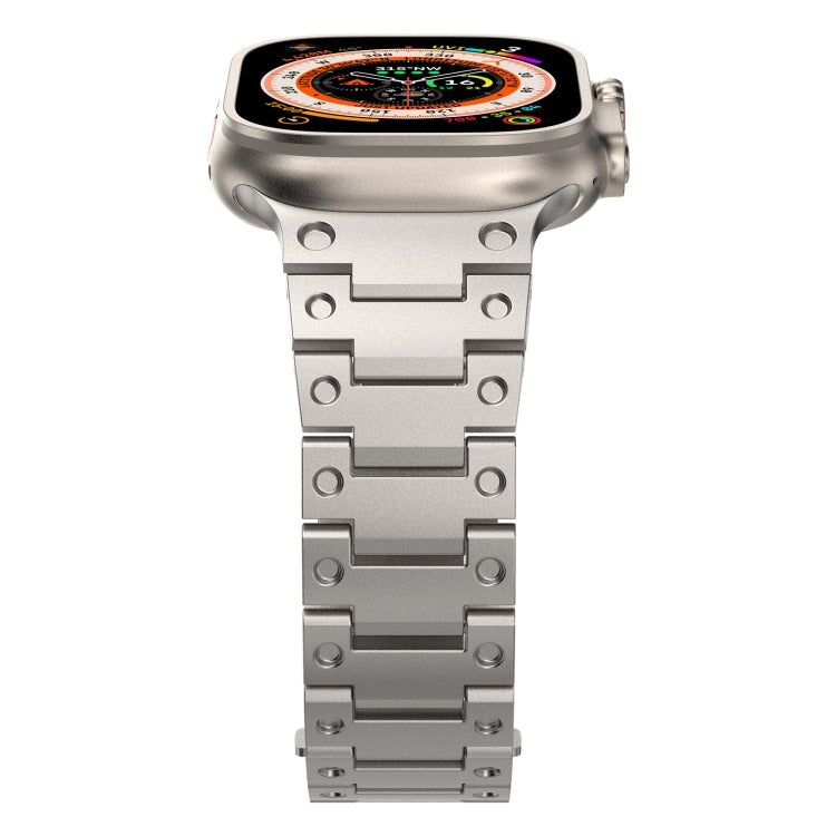 Double Rows Metal Watch Band For Apple Watch 8 45mm(Titanium) - Watch Bands by PMC TechLife | Online Shopping South Africa | PMC TechLife