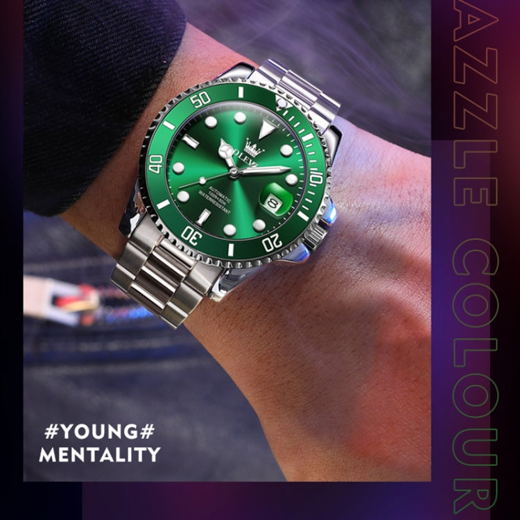 OLEVS 6650 Men Luminous Waterproof Mechanical Watch(Green) - Metal Strap Watches by OLEVS | Online Shopping South Africa | PMC Jewellery