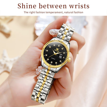 OLEVS 5526 Women Diamond Set Luminous Waterproof Quartz Watch(Black) - Metal Strap Watches by OLEVS | Online Shopping South Africa | PMC Jewellery