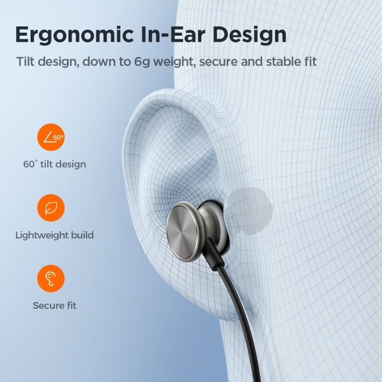JOYROOM JR-EW03 3.5mm In-Ear Metal Wired Earphone, Length: 1.2m(Black) - In Ear Wired Earphone by JOYROOM | Online Shopping South Africa | PMC Jewellery