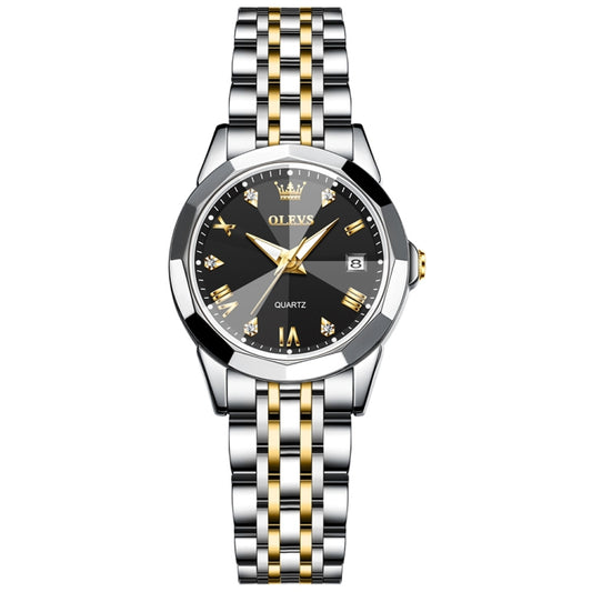 OLEVS 9931 Women Butterfly Buckle Luminous Waterproof Quartz Watch(Black + Gold) - Metal Strap Watches by OLEVS | Online Shopping South Africa | PMC Jewellery