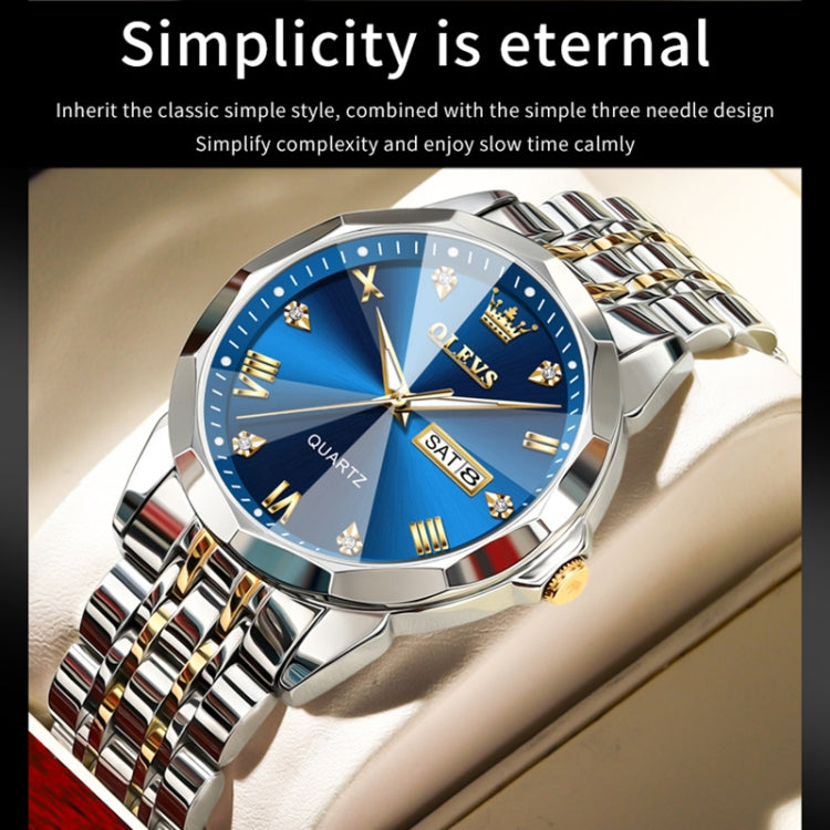 OLEVS 9931 Men Luminous Waterproof Quartz Watch(Blue) - Metal Strap Watches by OLEVS | Online Shopping South Africa | PMC Jewellery