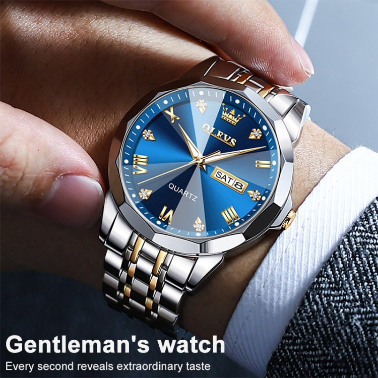 OLEVS 9931 Men Luminous Waterproof Quartz Watch(Blue) - Metal Strap Watches by OLEVS | Online Shopping South Africa | PMC Jewellery