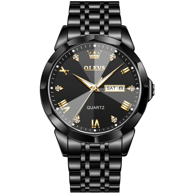 OLEVS 9931 Men Luminous Waterproof Quartz Watch(Black) - Metal Strap Watches by OLEVS | Online Shopping South Africa | PMC Jewellery