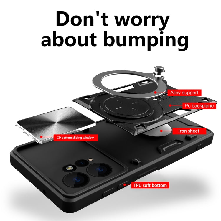 For Xiaomi Redmi Note 12 4G CD Texture Sliding Camshield Magnetic Holder Phone Case(Blue) - free shipping - PMC TechLife - Order now!