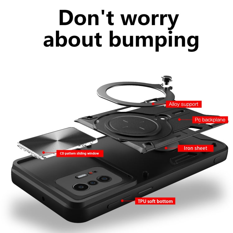 For Xiaomi 11T CD Texture Sliding Camshield Magnetic Holder Phone Case(Blue) - free shipping - PMC TechLife - Order now!