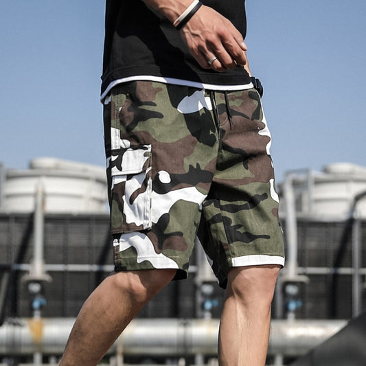 Summer Men Thin and Loose Fitting Casual Beach Shorts, Size:XXXXL(9033-Green White Camo) - Sports Shorts by PMC Jewellery | Online Shopping South Africa | PMC Jewellery