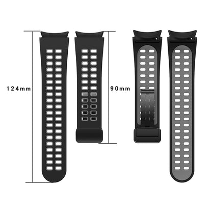 For Samsung Galaxy Watch5 Double-row Hole Folding Buckle Silicone Watch Band(Black Orange) - Watch Bands by PMC Jewellery | Online Shopping South Africa | PMC Jewellery