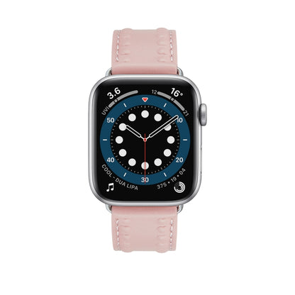 Embossed Love Genuine Leather Watch Band For Apple Watch 5 40mm(Pink) - Watch Bands by PMC Jewellery | Online Shopping South Africa | PMC Jewellery