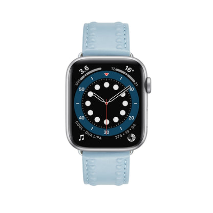 Embossed Love Genuine Leather Watch Band For Apple Watch 42mm(Blue) - Watch Bands by PMC Jewellery | Online Shopping South Africa | PMC Jewellery