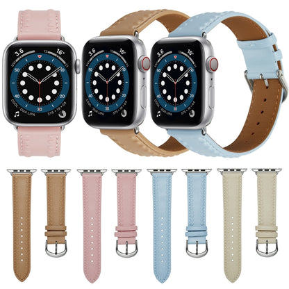 Embossed Love Genuine Leather Watch Band For Apple Watch 3 42mm(Pink) - Watch Bands by PMC Jewellery | Online Shopping South Africa | PMC Jewellery