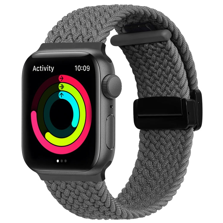 Magnetic Fold Clasp Woven Watch Band For Apple Watch 7 45mm(Grey) - Watch Bands by PMC Jewellery | Online Shopping South Africa | PMC Jewellery