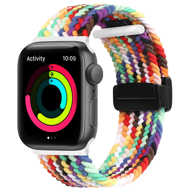 Magnetic Fold Clasp Woven Watch Band For Apple Watch 3 38mm(Rainbow Color) - Watch Bands by PMC Jewellery | Online Shopping South Africa | PMC Jewellery