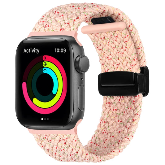 Magnetic Fold Clasp Woven Watch Band For Apple Watch 3 38mm(Starlight Pink) - Watch Bands by PMC Jewellery | Online Shopping South Africa | PMC Jewellery