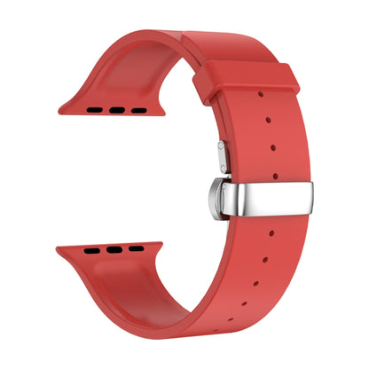 Metal Butterfly Buckle Silicone Watch Band For Apple Watch 7 45mm(Red) - Watch Bands by PMC Jewellery | Online Shopping South Africa | PMC Jewellery