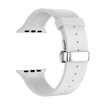 Metal Butterfly Buckle Silicone Watch Band For Apple Watch SE 44mm(White) - Watch Bands by PMC Jewellery | Online Shopping South Africa | PMC Jewellery