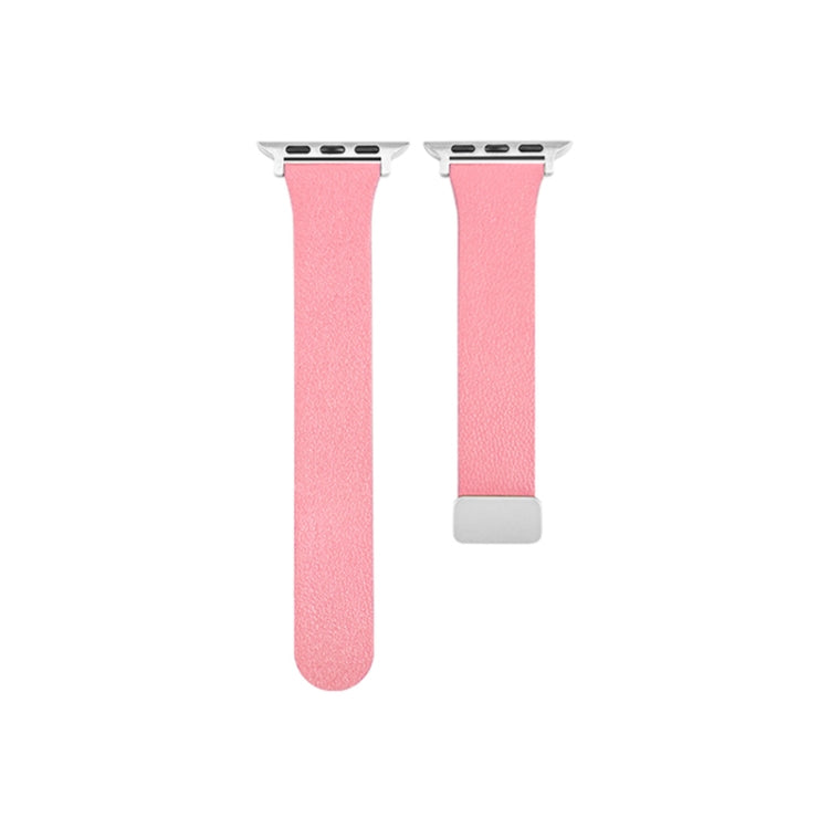 Sheepskin Texture Magnetic Folding Buckle Watch Band For Apple Watch 7 45mm(Pink) - Watch Bands by PMC Jewellery | Online Shopping South Africa | PMC Jewellery