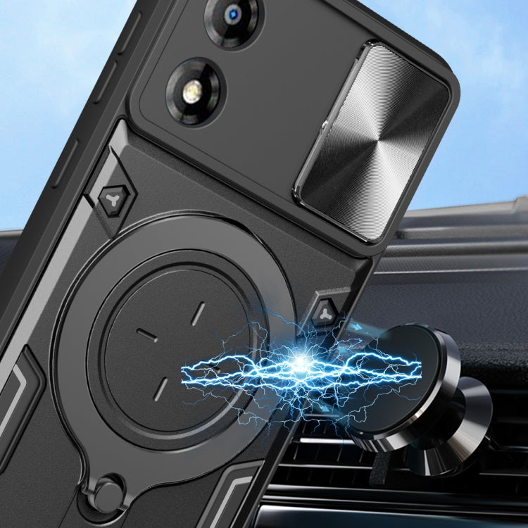 For Motorola Moto E13 CD Texture Sliding Camshield Magnetic Holder Phone Case(Black) - free shipping - PMC TechLife - Order now!
