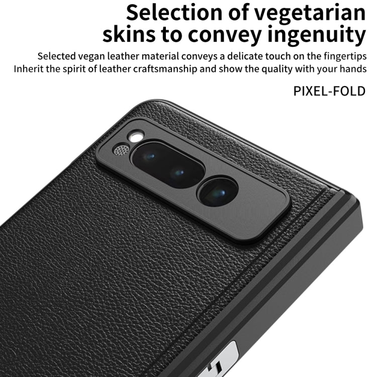 For Google Pixel Fold GKK Integrated Fold Hinge Leather Phone Case with Holder(Black) - Google Cases by GKK | Online Shopping South Africa | PMC Jewellery