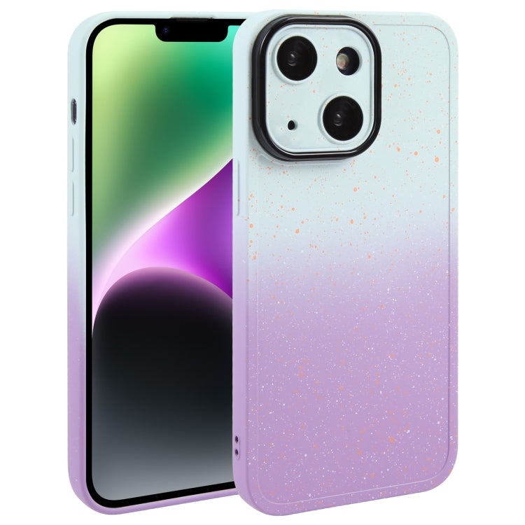 For iPhone 14 Gradient Starry Silicone Phone Case with Lens Film(White Purple) - iPhone 14 Cases by PMC Jewellery | Online Shopping South Africa | PMC Jewellery