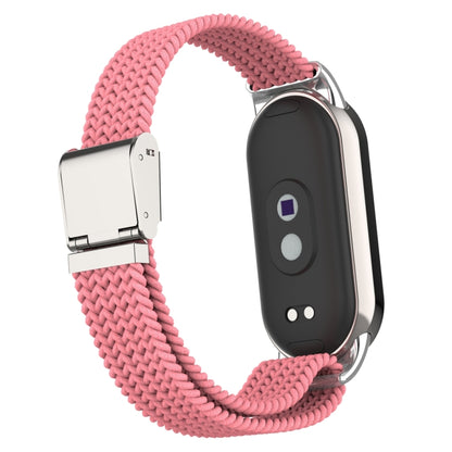 For Xiaomi Mi Band 8 Metal Head + Adjustable Nylon Braided Steel Buckle Watch Band(Pink) - Watch Bands by PMC Jewellery | Online Shopping South Africa | PMC Jewellery