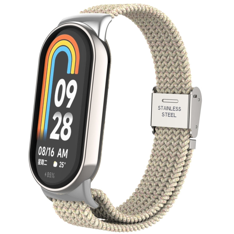 For Xiaomi Mi Band 8 Metal Head + Adjustable Nylon Braided Steel Buckle Watch Band(Starlight Color) - Watch Bands by PMC Jewellery | Online Shopping South Africa | PMC Jewellery