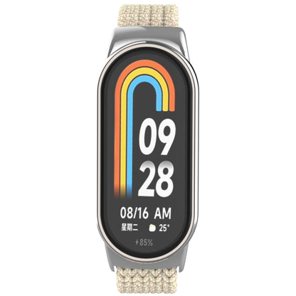 For Xiaomi Mi Band 8 Metal Head + Adjustable Nylon Braided Steel Buckle Watch Band(Starlight Color) - Watch Bands by PMC Jewellery | Online Shopping South Africa | PMC Jewellery