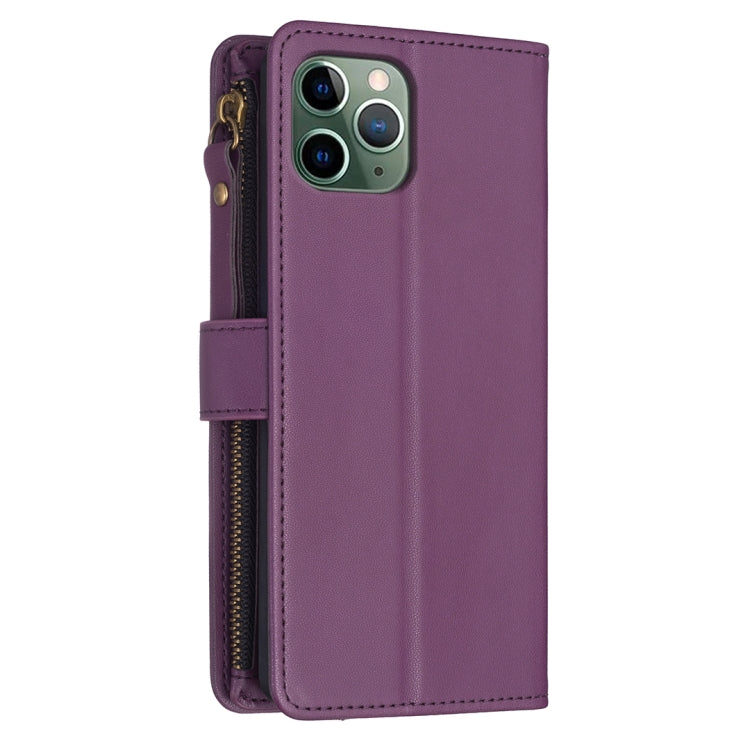 For iPhone 11 Pro 9 Card Slots Zipper Wallet Leather Flip Phone Case(Dark Purple) - iPhone 11 Pro Cases by PMC Jewellery | Online Shopping South Africa | PMC Jewellery