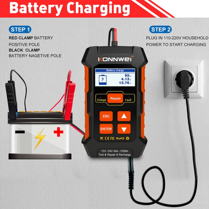 KONNWEI KW520 12V / 24V 3 in 1 Car Battery Tester with Detection & Repair & Charging Function(US Plug) - Code Readers & Scan Tools by KONNWEI | Online Shopping South Africa | PMC Jewellery