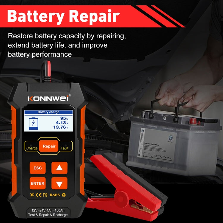 KONNWEI KW520 12V / 24V 3 in 1 Car Battery Tester with Detection & Repair & Charging Function(UK Plug) - Code Readers & Scan Tools by KONNWEI | Online Shopping South Africa | PMC Jewellery | Buy Now Pay Later Mobicred