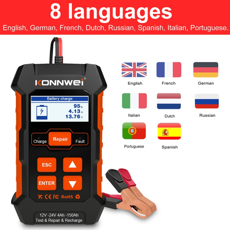 KONNWEI KW520 12V / 24V 3 in 1 Car Battery Tester with Detection & Repair & Charging Function(UK Plug) - Code Readers & Scan Tools by KONNWEI | Online Shopping South Africa | PMC Jewellery | Buy Now Pay Later Mobicred