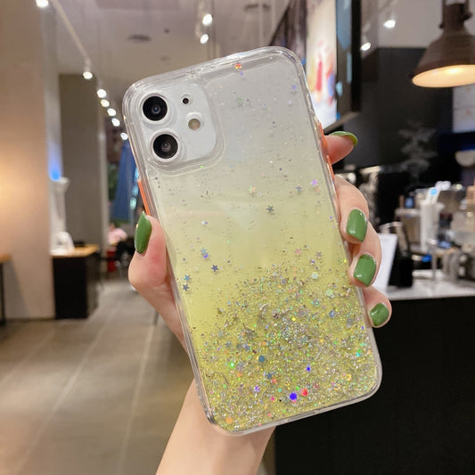 For iPhone 12 mini Starry Gradient Glitter Powder TPU Phone Case(Yellow) - iPhone 12 mini Cases by PMC Jewellery | Online Shopping South Africa | PMC Jewellery