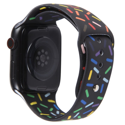 Rainbow Raindrops Silicone Watch Band For Apple Watch 8 45mm(Black) - Watch Bands by PMC Jewellery | Online Shopping South Africa | PMC Jewellery