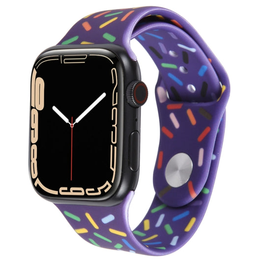 Rainbow Raindrops Silicone Watch Band For Apple Watch 8 45mm(Dark Purple) - Watch Bands by PMC Jewellery | Online Shopping South Africa | PMC Jewellery