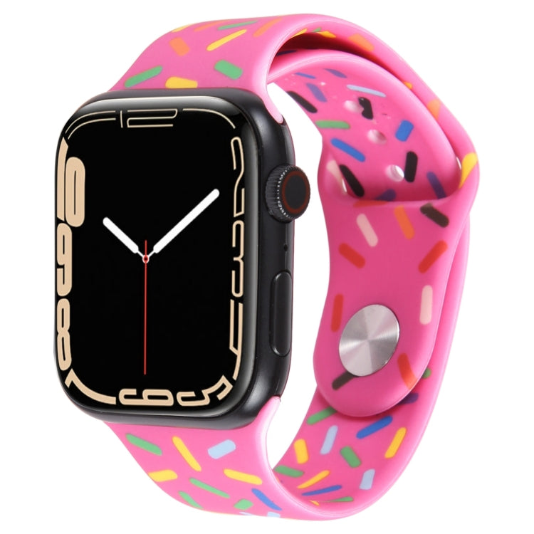 Rainbow Raindrops Silicone Watch Band For Apple Watch SE 2022 40mm(Rose Red) - Watch Bands by PMC Jewellery | Online Shopping South Africa | PMC Jewellery