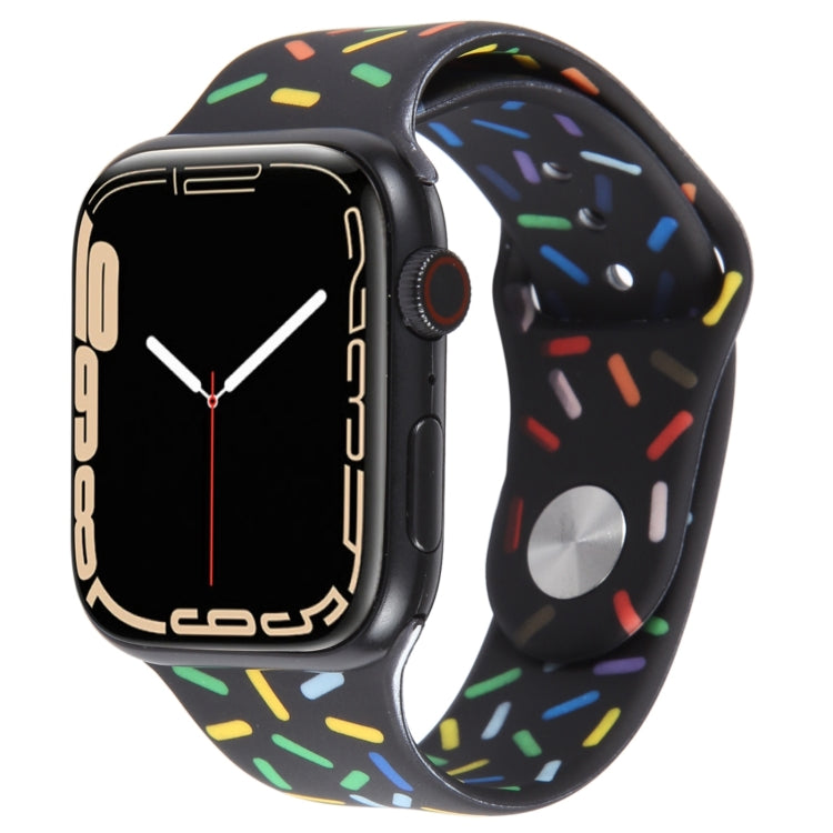 Rainbow Raindrops Silicone Watch Band For Apple Watch SE 44mm(Black) - Watch Bands by PMC Jewellery | Online Shopping South Africa | PMC Jewellery