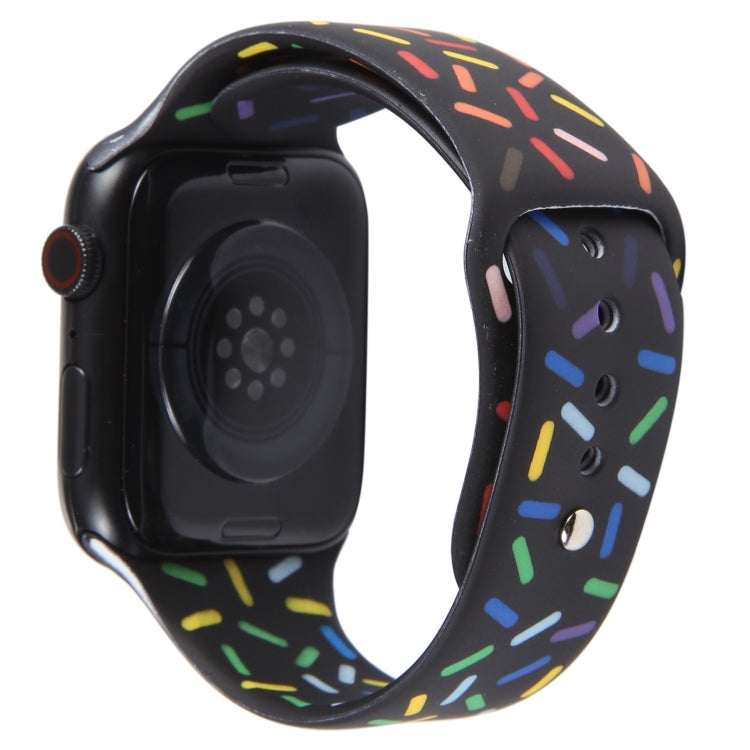 Rainbow Raindrops Silicone Watch Band For Apple Watch 5 44mm(Black) - Watch Bands by PMC Jewellery | Online Shopping South Africa | PMC Jewellery