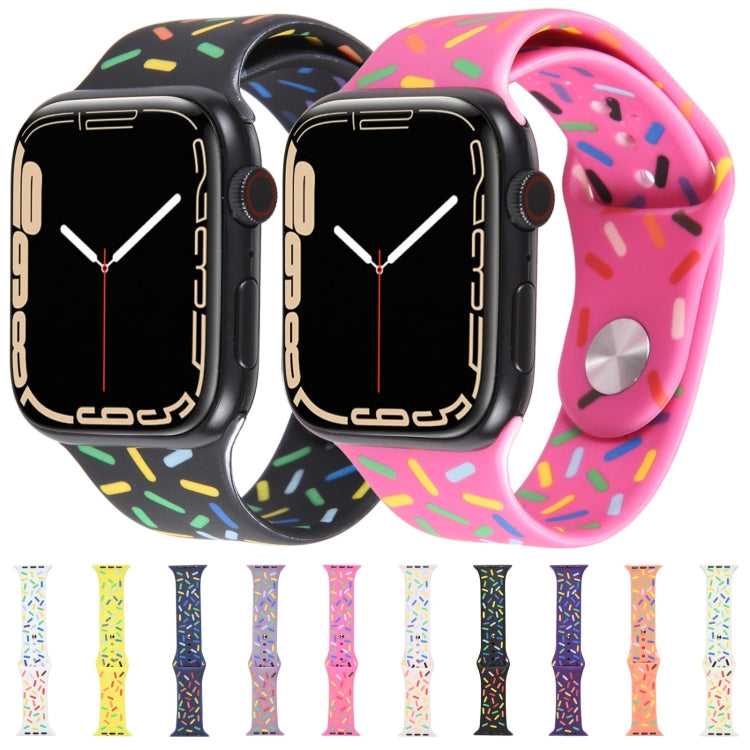 Rainbow Raindrops Silicone Watch Band For Apple Watch 8 41mm(Beige) - Watch Bands by PMC Jewellery | Online Shopping South Africa | PMC Jewellery