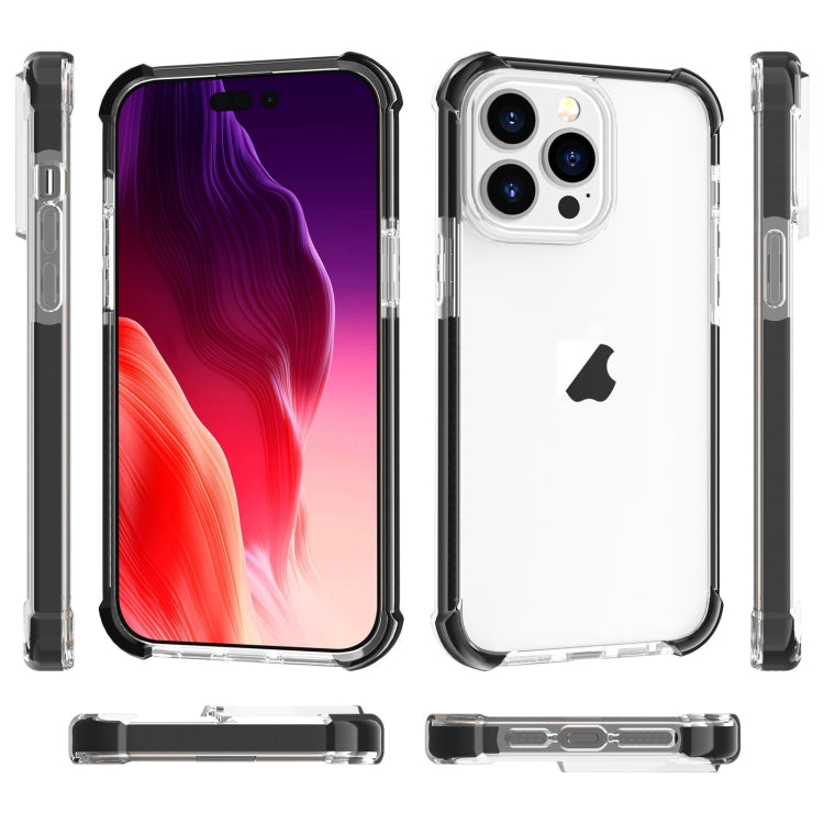 For iPhone 15 Pro Four-corner Shockproof TPU + Acrylic Phone Case(Black + Transparent) - iPhone 15 Pro Cases by PMC TechLife | Online Shopping South Africa | PMC TechLife