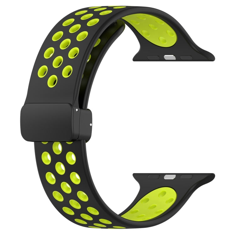 For Apple Watch 38mm Magnetic Buckle Silicone Watch Band(Black Limes) - Watch Bands by PMC Jewellery | Online Shopping South Africa | PMC Jewellery