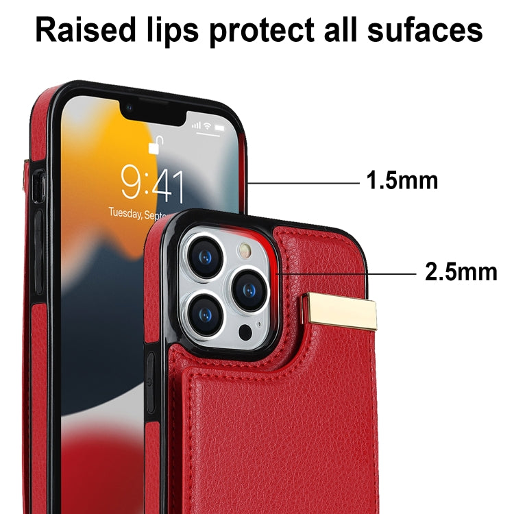 For iPhone 14 Pro Metal Buckle Card Slots Phone Case(Red) - iPhone 14 Pro Cases by PMC Jewellery | Online Shopping South Africa | PMC Jewellery