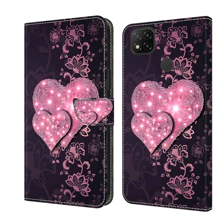 For Xiaomi Redmi 9C Crystal 3D Shockproof Protective Leather Phone Case(Lace Love) - Xiaomi Cases by PMC Jewellery | Online Shopping South Africa | PMC Jewellery