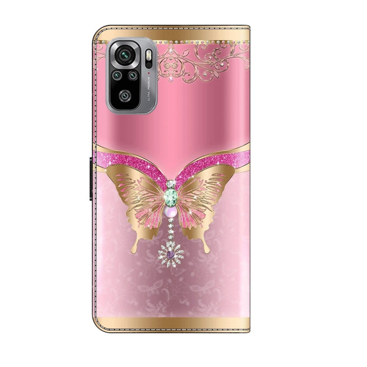 For Xiaomi Redmi Note 10 4G Crystal 3D Shockproof Protective Leather Phone Case(Pink Bottom Butterfly) - free shipping - PMC TechLife - Order now!